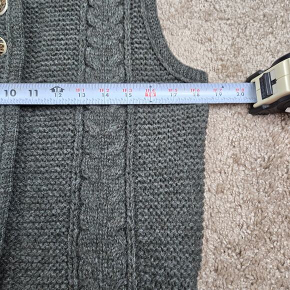 Loden Plankl Wool Cableknit Dark Green Sweater Vest Cardigan Sweater EU Size 42 - Picture 11 of 12